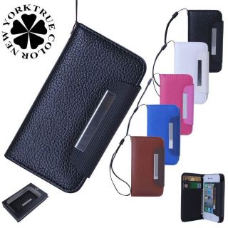 Slim PU Leather Magnetic Wristlet Wallet Card Holder Case Cover for iPhone 4 4S