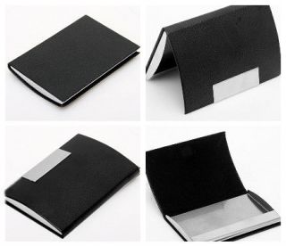 Personalized Leather Magnetic Business Credit ID Name Card Case Holder Black