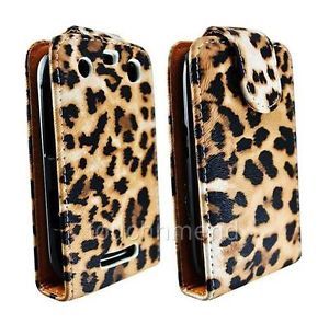 Brown Leopard Leather Flip Case Cover Pouch for Blackberry Curve 9360 3G