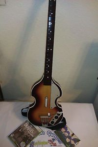 Xbox 360 The Beatles Rock Band Hofner Wireless Guitar Bass w Game Cards
