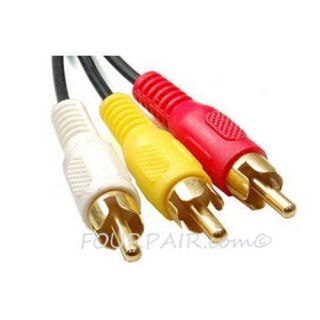 2 Pack Lot 6ft 3 RCA Composite AV Audio Video Cable Gold Plated Male M M 6'