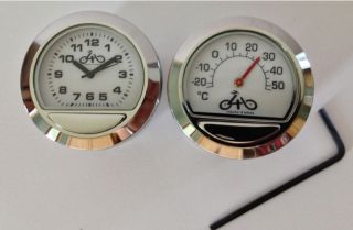White 1" Motorcycle Handlebar Clock Celsius Temp Light