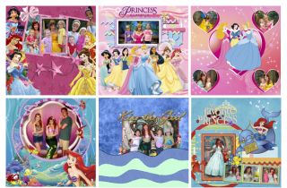 Disney Princess Digital Photo Book Templates Photoshop Album Frames Background 1