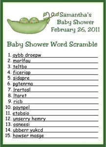 Pea in A Pod Twins Word Scramble Baby Shower Games