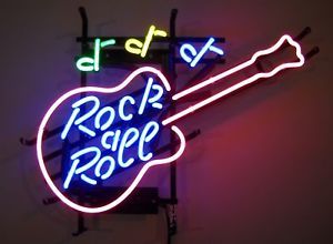 Neon Sign Game or Music Room Rock and Roll Guitar Base Lamp Light Mancave