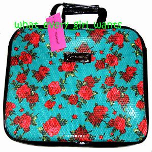 New Betsey Johnson Sequins Twinkle Toes Rose Floral Laptop Sleeve Case Bag