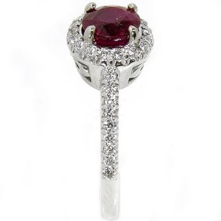 Art Deco Sty Blood Red Ruby Diamond Engagement Ring 14k
