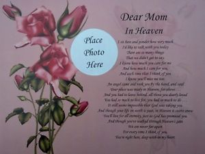 Dear Mom in Heaven Poem Memorial Verse Gift in Loving Memory of Mother