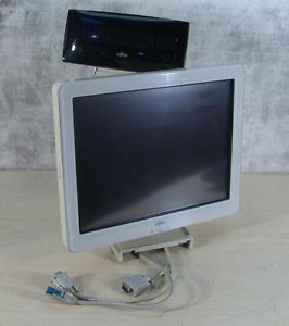 Fujitsu 3000LCD15 POS Touch Screen Monitor w Display Base Cables Case