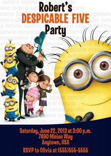 Despicable Me Personalized Birthday Party Invitation Printable Digital File