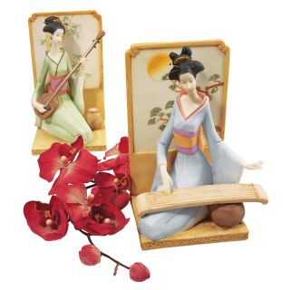 Oriental Geisha Japanese Musical Instrument Sculpture Collection Lute Koto