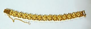 Quality 18 24K 22ct Real Yellow Gold Filled GP Flower Bangle Bracelet 7 5 inch M