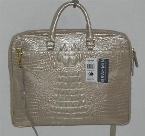 Brahmin Laptop Computer Case Fizz Melbourne Croc Embossed Leather Handbag