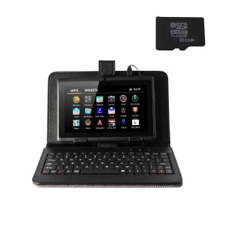 8GB 7" Android 4 0 Black Capacitive Touch Screen Tablet Keyboard Case 8g SD Card