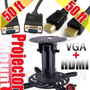 50ft VGA HDMI Cable Universal Projector Ceiling Mount
