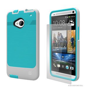 White Light Blue Inflex Protector Cover Case Screen Protector for HTC One M7