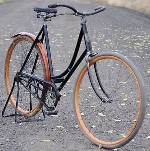 1898 Antique Iver Johnson Wood Wheel Fixed Gear Bicycle Law Vintage Safety Bike
