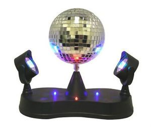 Mirror Rotating Disco Ball Party LED Light Lamp w Two Double Twin Projectors
