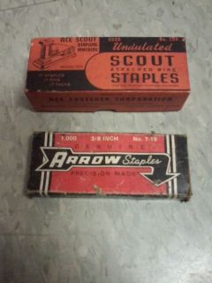Vintage 1950's 2 Original Boxes Old Staples Arrow Ace Scout with Staples