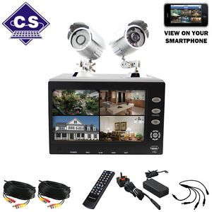 Hawkeye H 264 250GB DVR 2 Camera CCTV Security System LCD Monitor Home DIY Kit