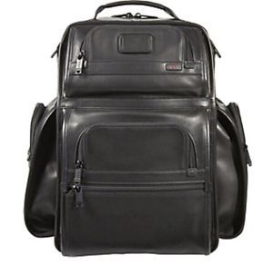Tumi Alpha Black Cowhide Leather Backpack Laptop Luggage Bag Used