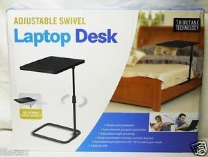 Swivel Bed Tray Table with Adjustable Height Laptop Desk Black Used