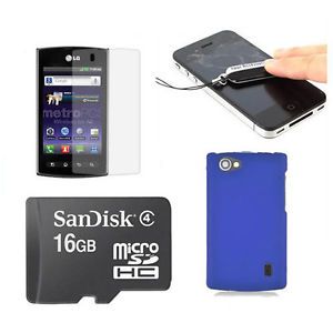 16GB Memory Card Cleaner Case Screen Protector for Metro Pcs LG MS695 Optimus M
