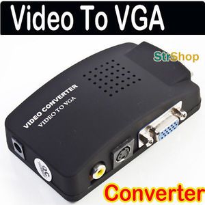 TV RCA Composite AV s Video AV in to PC VGA LCD Out Converter Adapter Box