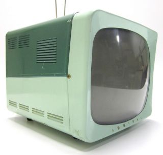 1950s Vtg Mid Century Mod Two Tone Granada Green Admiral Portable TV Television