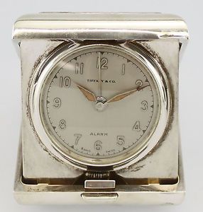 Vintage Tiffany Co Sterling Silver Case 8 Day Travel Alarm Clock