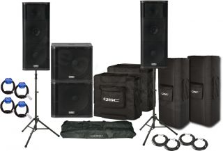QSC KW153 Pro Bundle Speakers KW181 Subwoofers Stands Bags Cables
