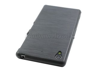 Soft Metallic Gel Plastic Case Screen Protector for Sony Xperia Z1 C6903 Black