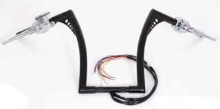 16" Rise Black Ape Hangers Handlebars with Hand Controls Switches Fit Harley