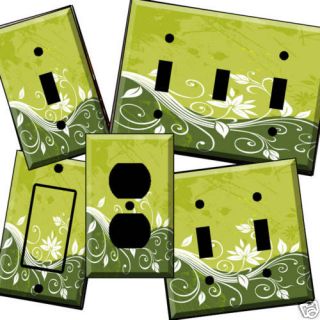 Floral Green Light Switch Cover Wall Plate