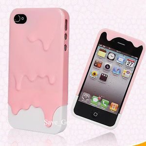 Pink 3D Melt Ice Cream Hard Plastic Back Case Cover Skin for iPhone 4 4G 4S 4GS