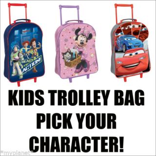 Trolley Bag Kids Hand Luggage Travel Cabin Wheeled Bag Case Pick Character New