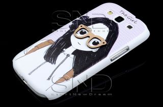Cute Cartoon Girl 3D Glasses Hard Case Cover for Samsung Galaxy S3 SIII I9300