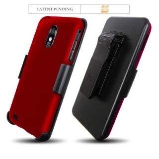 For Samsung Galaxy s 2 Sprint Epic Touch Red Shield Case Cover Holster Screen