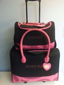 Mary Kay 2 PC Wheeled Rolling Tote Luggage Suitcase Travel Bag Makeup Case