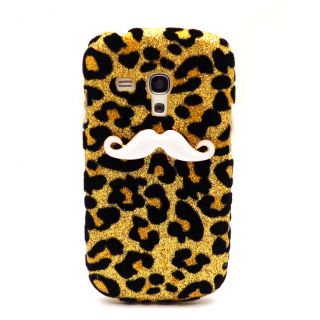 2pcs 3D Bling Mustache Leopard Skin Case Cover for Samsung Galaxy Mini S3 I8190