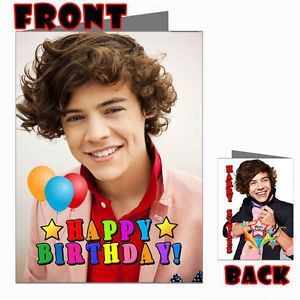 Harry Styles One Direction 1D Front Back Happy Birthday Picture Photo Card