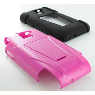 Black Pink Hard Hybrid Case Cover Y Kickstand MetroPCS Huawei Premia 4G LTE M931