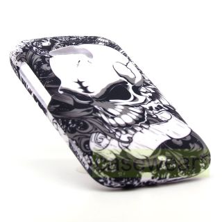 Silver Skull Rubberized Hard Cover Case for HTC Desire C Phone Accessory New