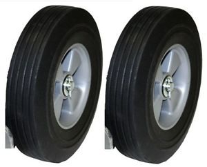 Set of 2 Hand Truck Tires Semi Pneumatic 10" x 2 3 4" Wheel with 5 8" ID