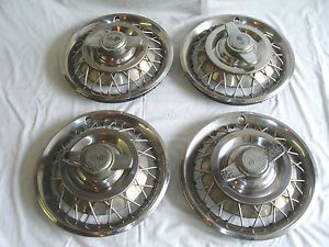 Four Vintage Used Chevrolet Wire with Spinner Hubcaps Wheel Covers