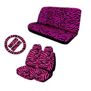 11pc Zebra Hot Pink Black Animal Print Complete Car Seat Cover Set 