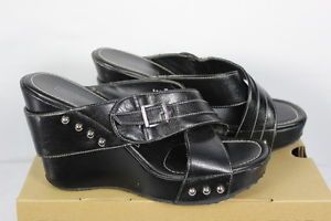 Womens Harley Davidson Black Latoya Cross Band Wedge Sandals Heels Shoes Sz 8 5
