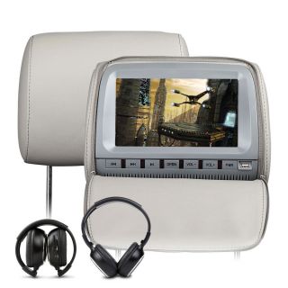 Grey 2X 9"s Car Headrest w DVD Player Digital Screen Speaker Game IR Headphone