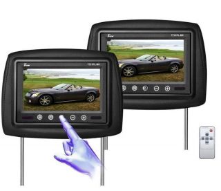 Pair of TView T721PL Universal 7" Black Car Video Headrest TFT LCD Monitors