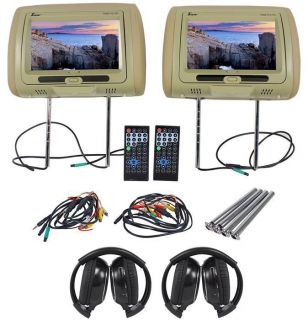 TView T99DVTS TN 9" Touchscreen Dual DVD Headrest Monitors 2 Wireless Headsets